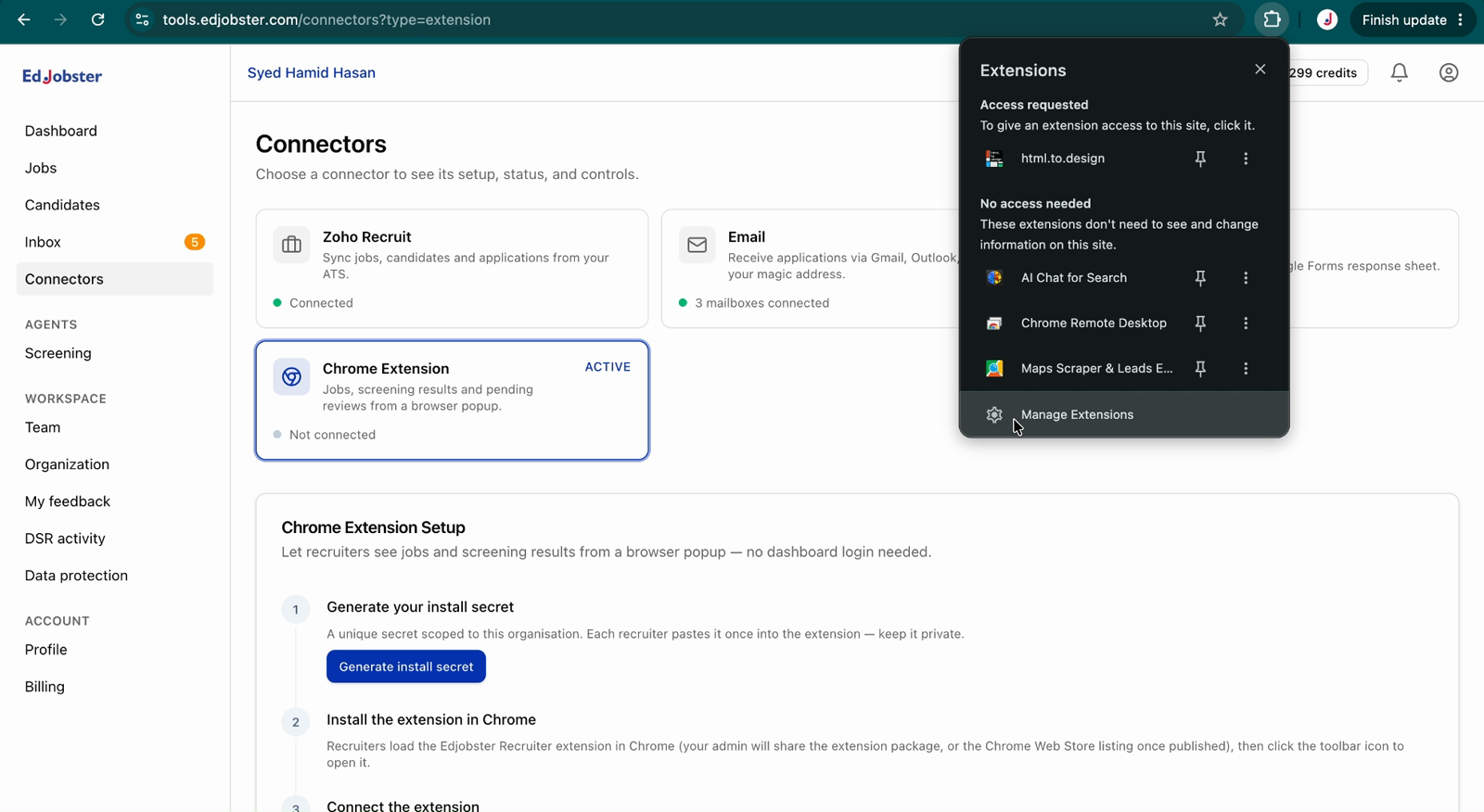 Loading the unpacked extension in chrome://extensions